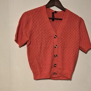 Knot Sisters Red Textured Cardigan Sm 15W X 19L Casual So Soft